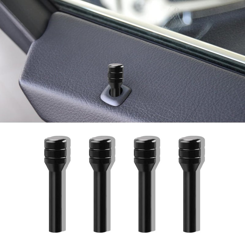 HEVLE 4PCS Car Door Lock Knobs, Vehicle Lift Bolt, Aluminum Alloy Cover Decor, 0.47" x 1.93" Automotive Switches, Universal Accessories Safety Pin - Image 1